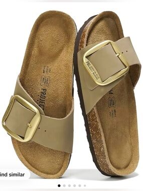 PROJECT CLOUD Buckle Slide Sandals in Taupe